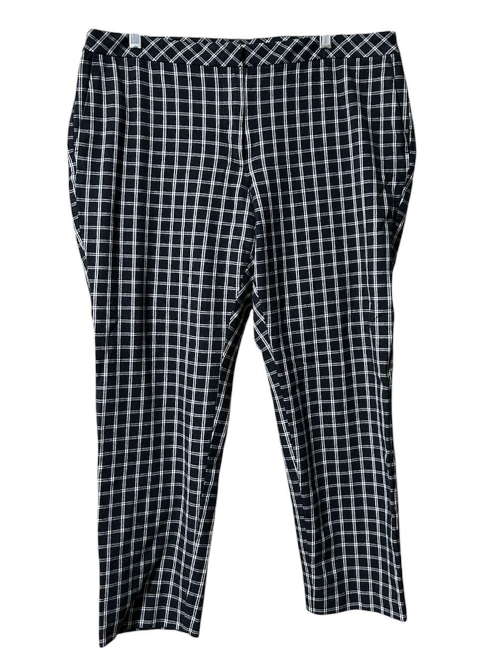 J. Jill Womens Premium Bi-Stretch Plaid Straight Leg Pants Size 16 Black White